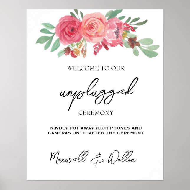 Summer Garden Watercolor Floral Wedding Poster (Front)
