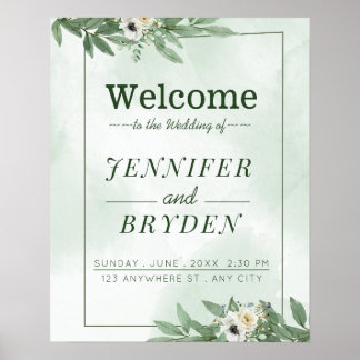 Summer Garden Watercolor Floral Wedding Poster