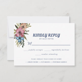 Summer Garden Watercolor Floral Wedding RSVP Card