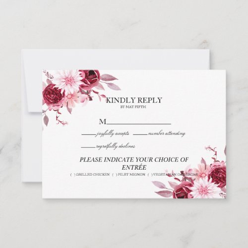 Summer Garden Watercolor Floral Wedding RSVP Card