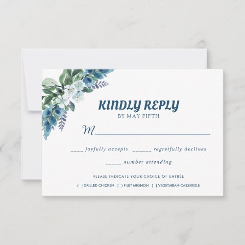 Summer Garden Watercolor Floral Wedding RSVP Card