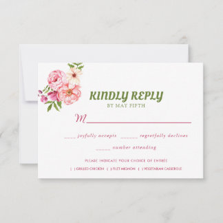 Summer Garden Watercolor Floral Wedding RSVP Card