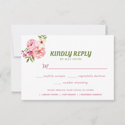 Summer Garden Watercolor Floral Wedding RSVP Card