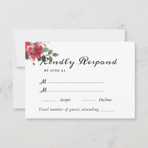 Summer Garden Watercolor Floral Wedding RSVP Card