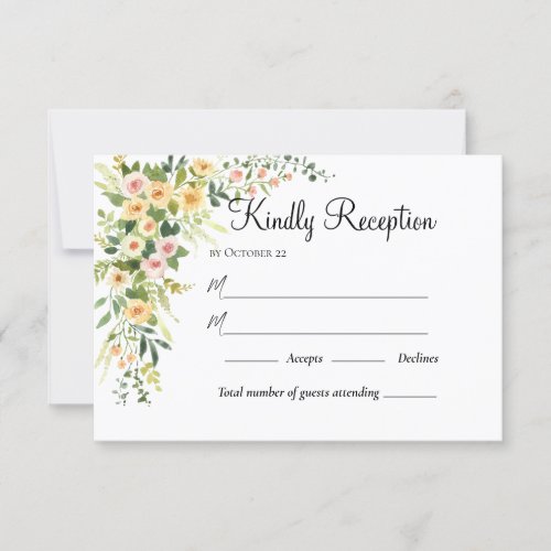 Summer Garden Watercolor Floral Wedding RSVP Card