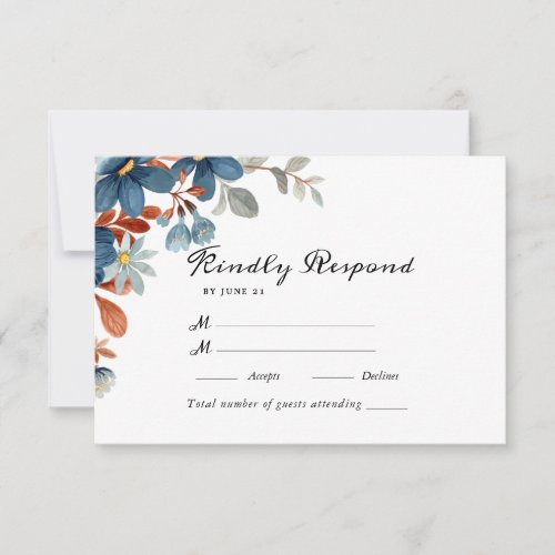 Summer Garden Watercolor Floral Wedding RSVP Card