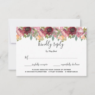 Summer Garden Watercolor Floral Wedding RSVP Card