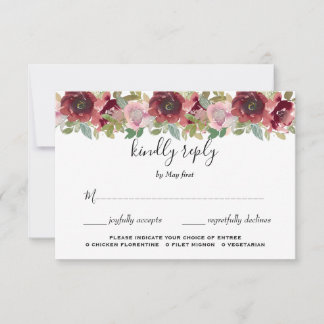 Summer Garden Watercolor Floral Wedding RSVP Card