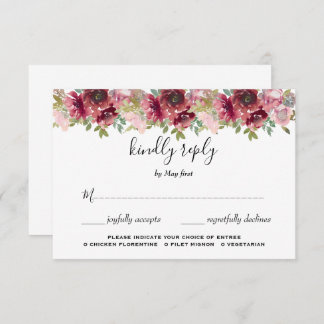 Summer Garden Watercolor Floral Wedding RSVP Card