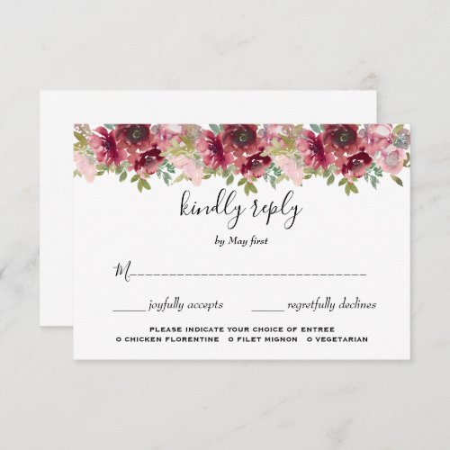 Summer Garden Watercolor Floral Wedding  RSVP Card