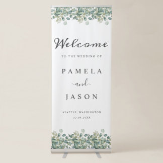 Summer Garden Watercolor Floral wedding welcome Retractable Banner