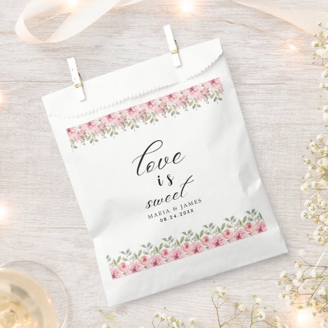 Summer Garden Watercolour Floral Wedding Favor Bag (Clipped)
