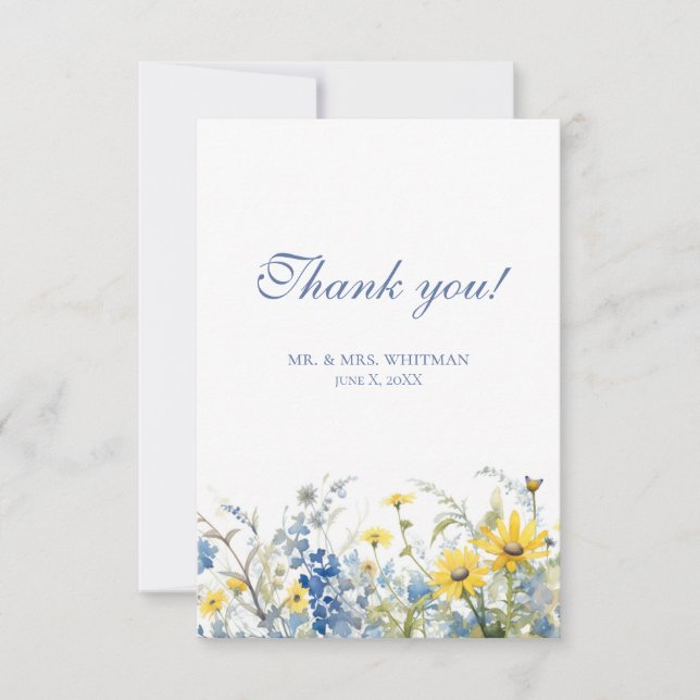 Summer Garden Wedding Photo Thank You Card (Front)