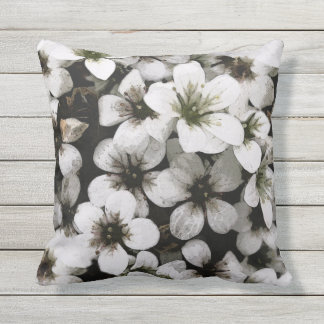 Summer Garden White Flowers Throw Pillow