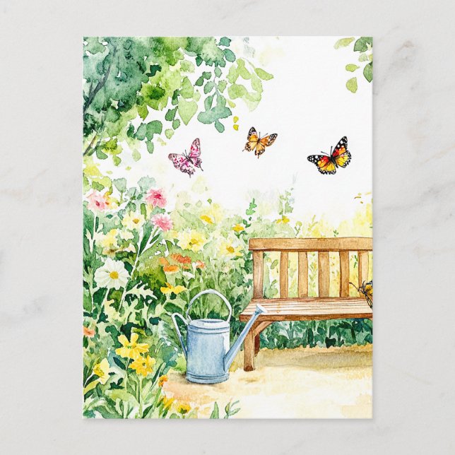 Summer Garden with Butterflies Postcard (Front)