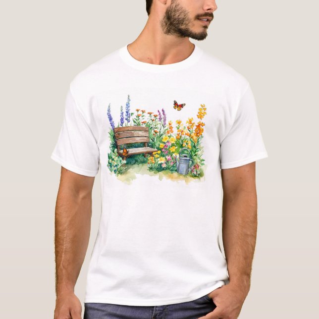 Summer Garden with Butterflies T-Shirt (Front)