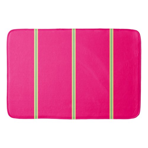 Summer Geometric Stripes Yellow Fuchsia Green Bath Mat