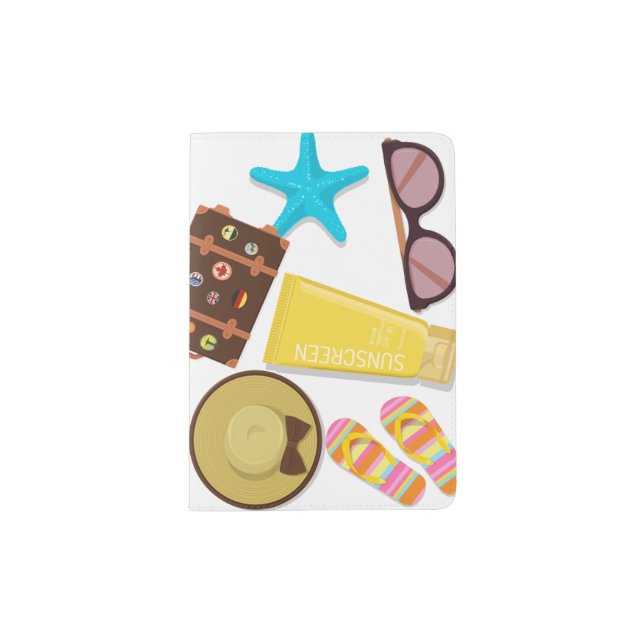 Summer Getaway Travel Beach Girl Passport Holder (Front)