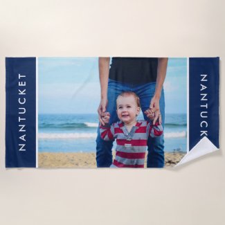 Summer Gift Custom Photo Typography Ocean Beach Towel
