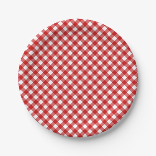 Summer Gingham Red  Paper Plates