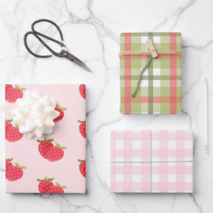 Summer Girl Birthday Strawberry Wrapping Paper Sheets