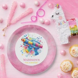 Summer Girl Birthday Water Gun Custom Paper Plates