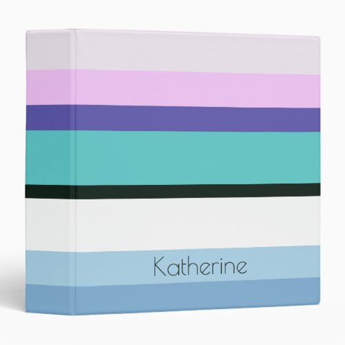 Summer girly mermaid inspired stripe colorful 3 ring binder