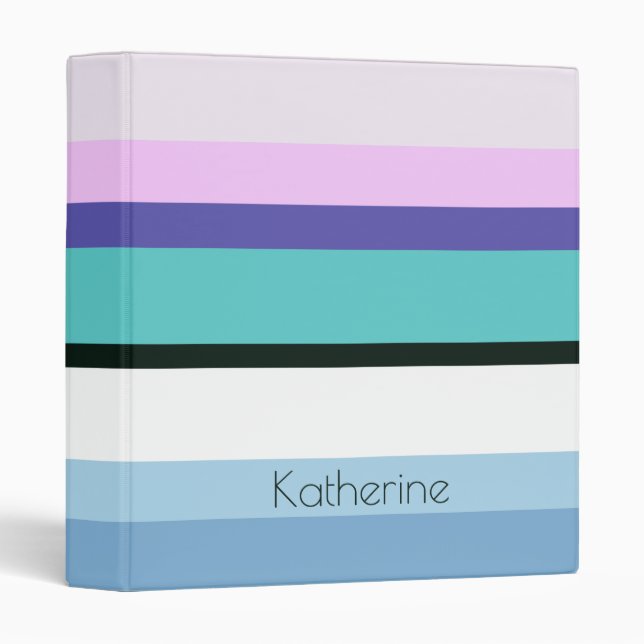 Summer girly mermaid inspired stripe colorful 3 ring binder (Front/Spine)