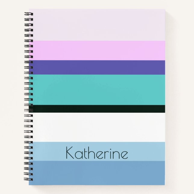 Summer girly mermaid inspired stripe colorful notebook (Front)