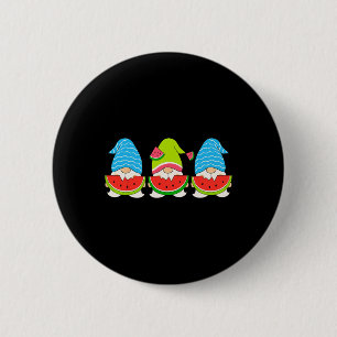 Summer Gnome Eating A Watermelon Gnomes Christmas Button