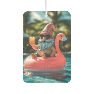 Summer Gnome in Sunglasses on Flamingo Float Air Freshener