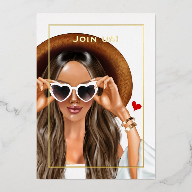 Summer Gold Bachelorette Party Foil Invitation (Front)