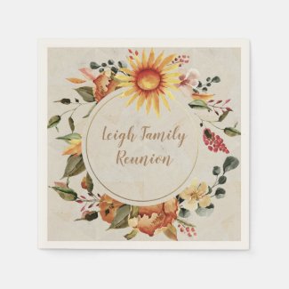 Summer Golden Flowers Custom Color Paper Napkin