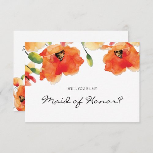 Summer Golden Poppy Bridesmaid Maid of Honor Invitation