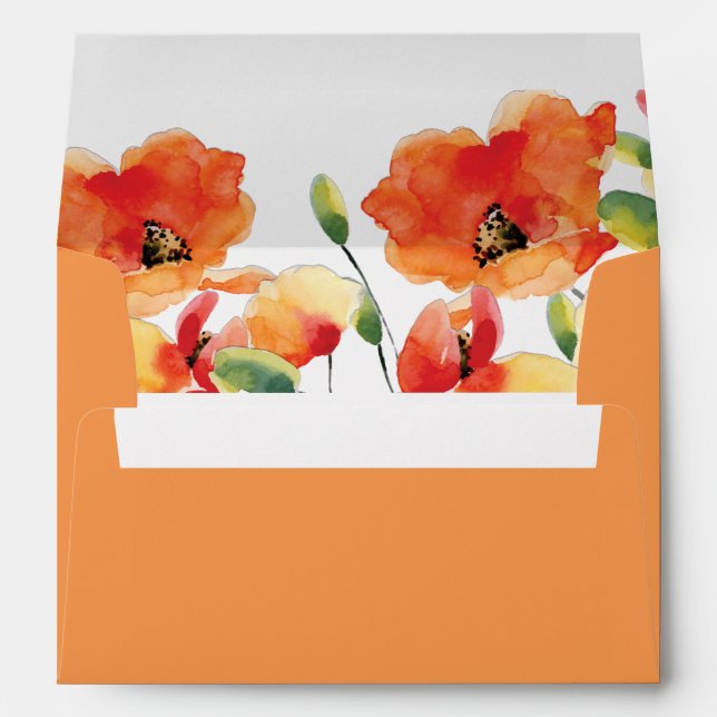 Summer Golden Poppy Wedding Envelope (Back (Bottom))