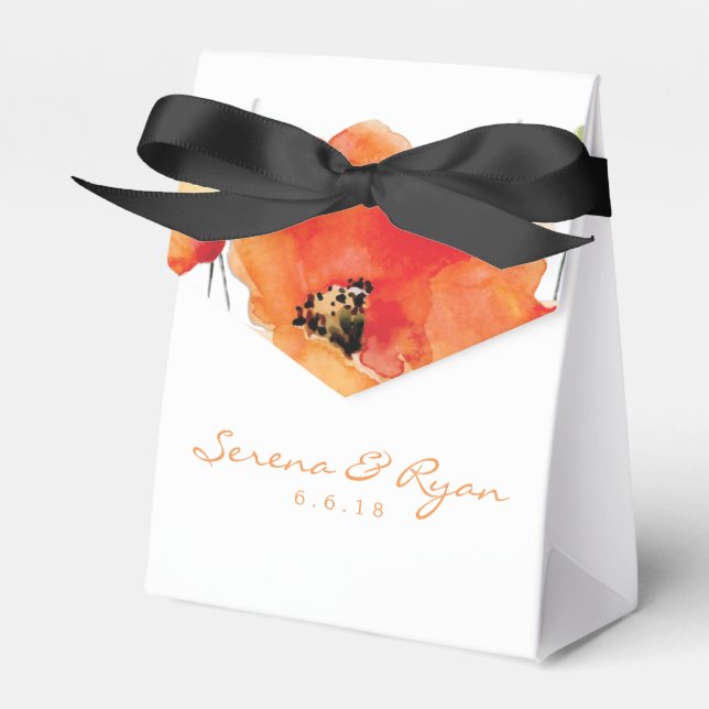 Summer Golden Poppy Wedding Favor Boxes (Front Side)