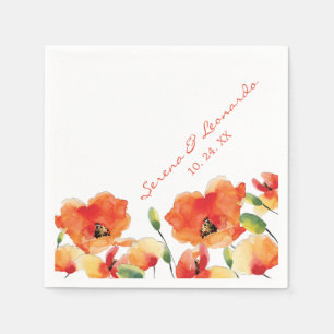Summer Golden Poppy Wedding Reception Napkins