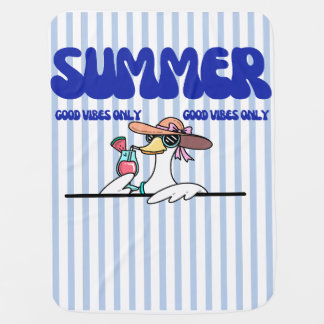 Summer Good Vibes Only Goose Stripe Art Baby Blanket
