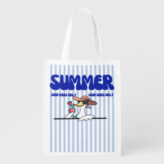 Summer Good Vibes Only Goose Stripe Art Grocery Bag