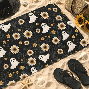 Summer Goth Ghosts & Sunflowers Gothic Beach Towel