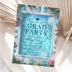 Summer Graduation Pool Party Invitations