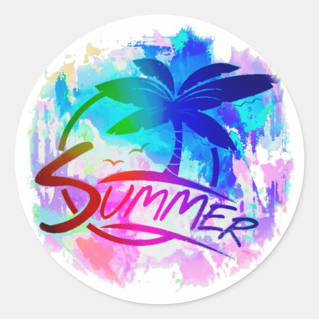 Summer graphic  classic round sticker (Front)