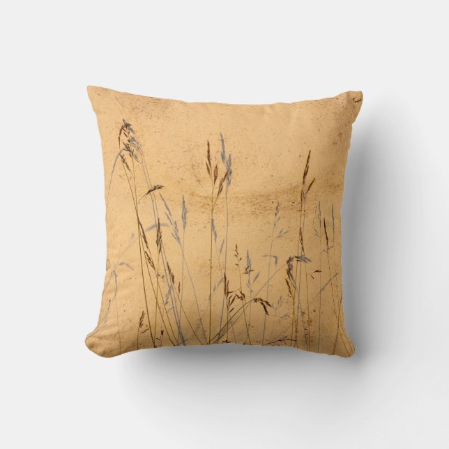 Summer Grasses And Shadows Postcard Poster Acrylic Throw Pillow (Front)