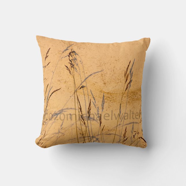 Summer Grasses And Shadows Postcard Poster Acrylic Throw Pillow (Front)