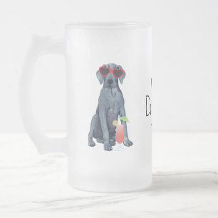 Summer Great Dane Frosted Glass Beer Mug