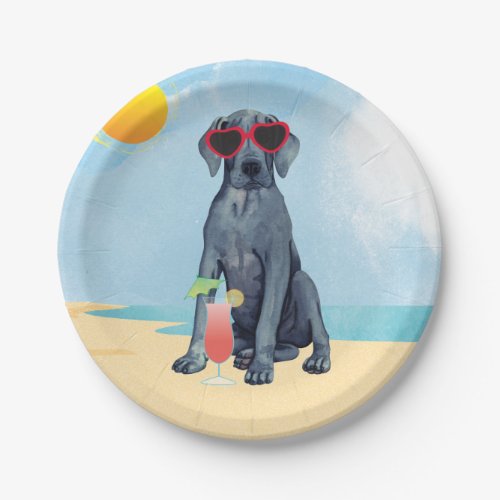 Summer Great Dane Paper Plate