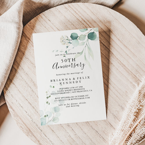 Summer Green Eucalyptus 50th Wedding Anniversary
