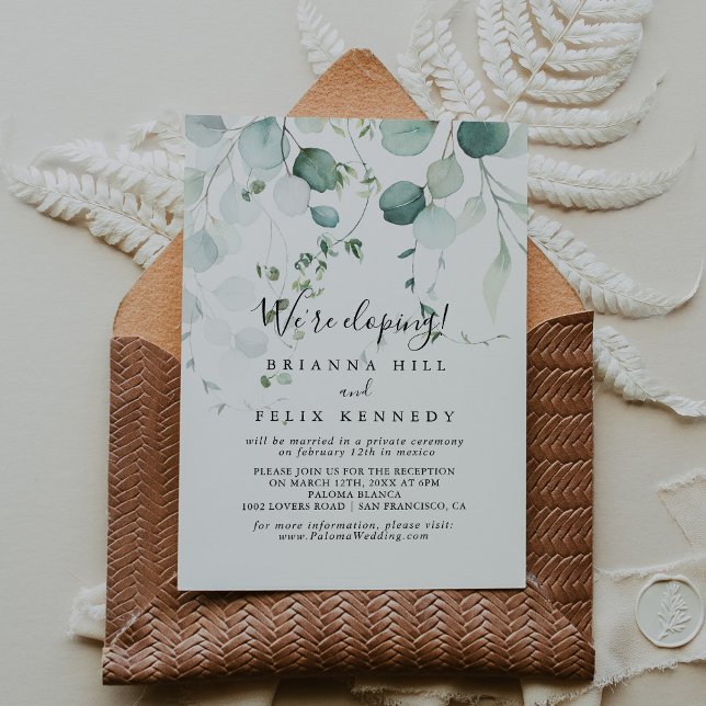 Summer Green Eucalyptus Elopement Reception Invitation (Creator Uploaded)