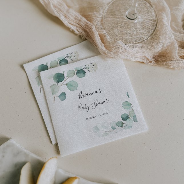 Summer Green Eucalyptus Foliage Baby Shower Napkins (Creator Uploaded)