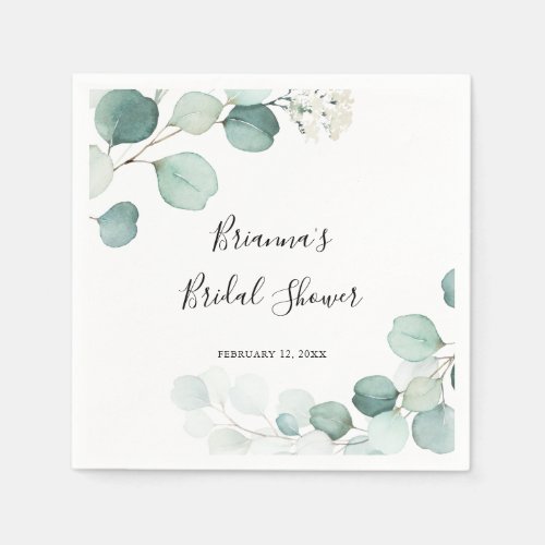 Summer Green Eucalyptus Foliage Bridal Shower Napkins